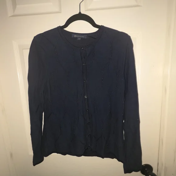 Brooks Brothers Navy Blue Cardigan Sweater Size Large - Picture 3 of 6